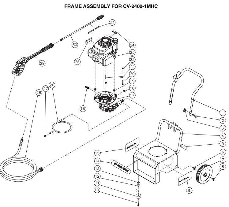 MITM CV-2400 pressure washer replacement parts